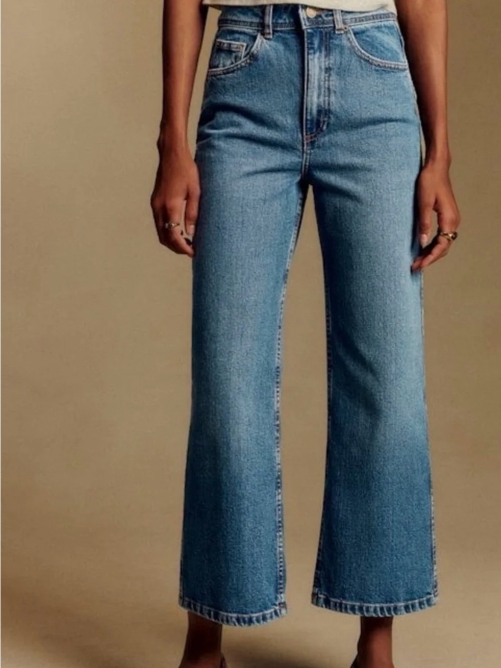 Sezane Light Blue High-Rise Wide-Leg Jeans